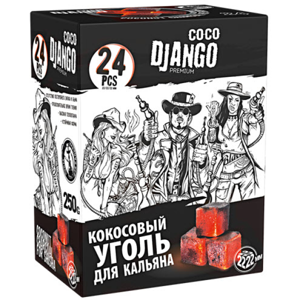 Уголь Coco Django для кальяна 24 шт в Казани