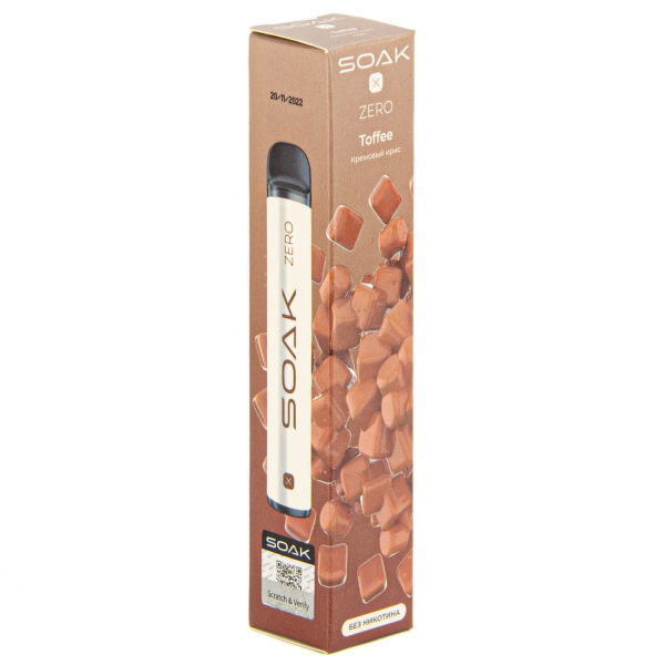 SOAK X ZERO Toffee 1500 затяжек (без никотина) в Казани