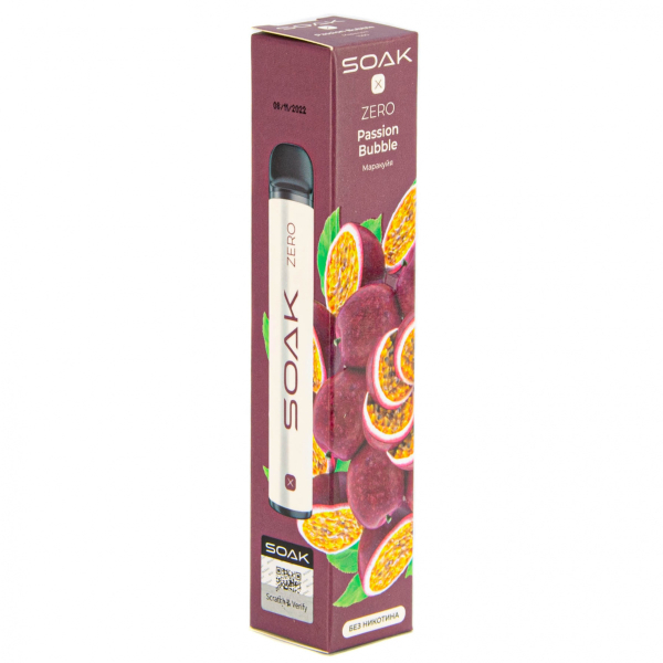 SOAK X ZERO Passion bubble 1500 затяжек (без никотина) в Казани
