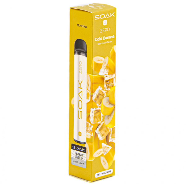 SOAK X ZERO Cold banana 1500 затяжек (без никотина) в Казани