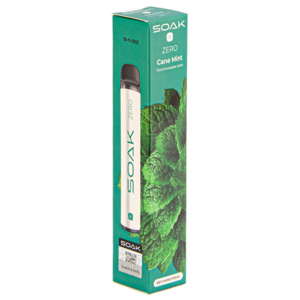 SOAK X ZERO Cane mint 1500 затяжек (без никотина) в Казани