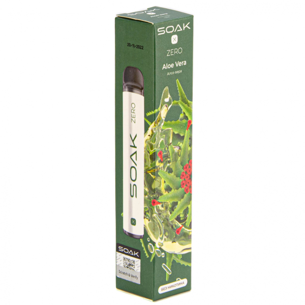 SOAK X ZERO Aloe vera 1500 затяжек (без никотина) в Казани