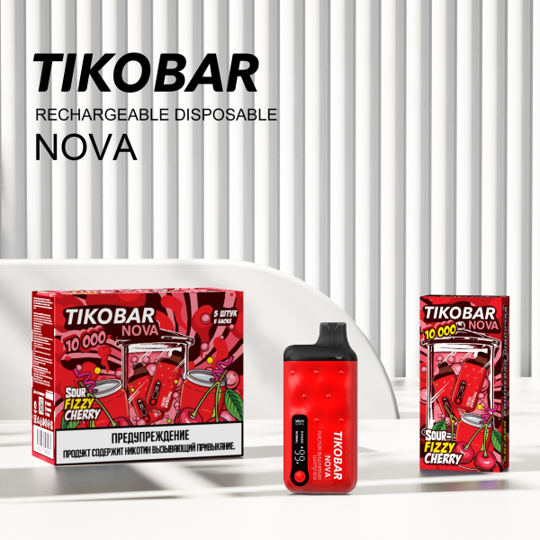 Электронка Tikobar Nova Кислая Вишневая Шипучка 10000 Затяжек в Казани