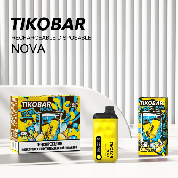Электронка Tikobar Nova Кислые Конфеты 10000 Затяжек в Казани