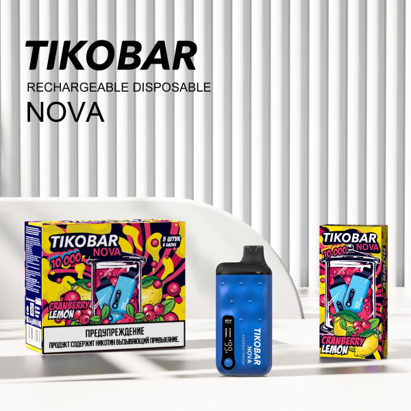 Электронка Tikobar Nova Клюква Лимон 10000 Затяжек в Казани