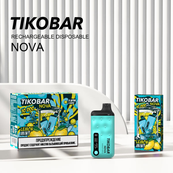 Электронка Tikobar Nova Лимон Мята 10000 Затяжек в Казани