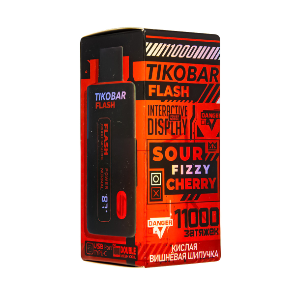 Электронка Tikobar Flash Кислая Вишнёвая Шипучка 11000 Затяжек в Казани