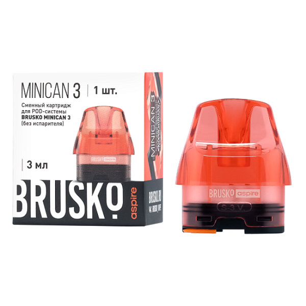 Сменный Картридж Brusko Minican 3, (Красный), 3 Мл, Упак. 1 Шт в Казани