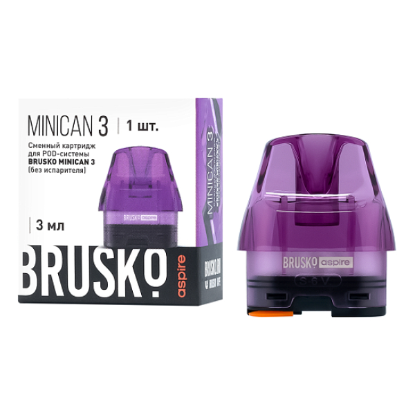 Сменный Картридж Brusko Minican 3, (Фиолетовый), 3 Мл, Упак. 1 Шт в Казани