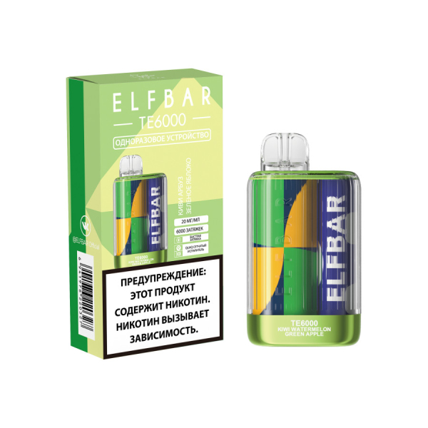 ЭСДН ELF BAR Te Киви Арбуз Зеленое Яблоко 6000 затяжек в Казани