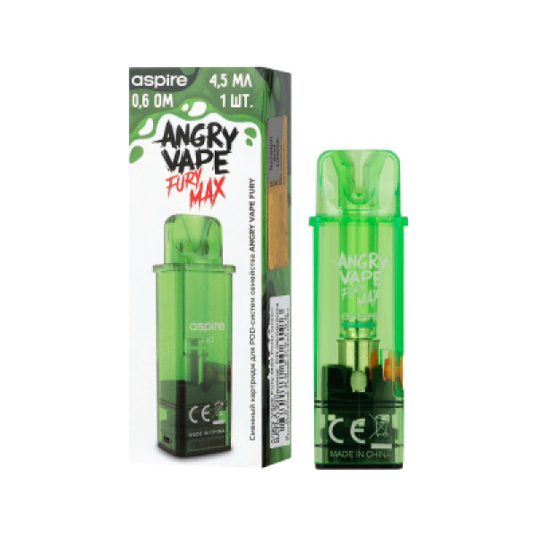 Картридж Angry Vape Fury Max Зелёный 45 мл 0.6 Ом ( 1 шт.) в Казани