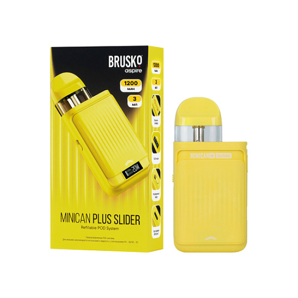 POD-система Brusko Minican      Plus Slider Жёлтый в Казани